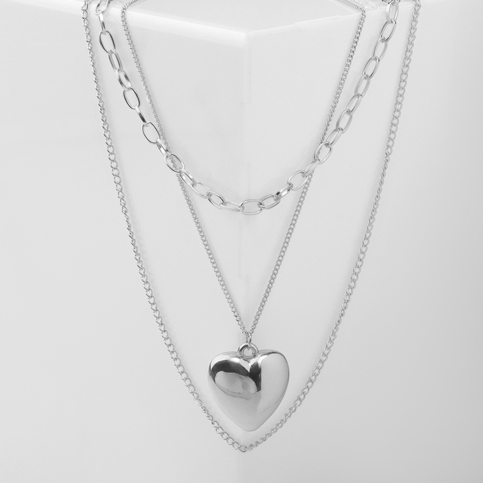 Кулон «Цепь» медальон, сердце, цвет серебро, 45см Кулон «Цепь» медальон, сердце, цвет серебро, 45см