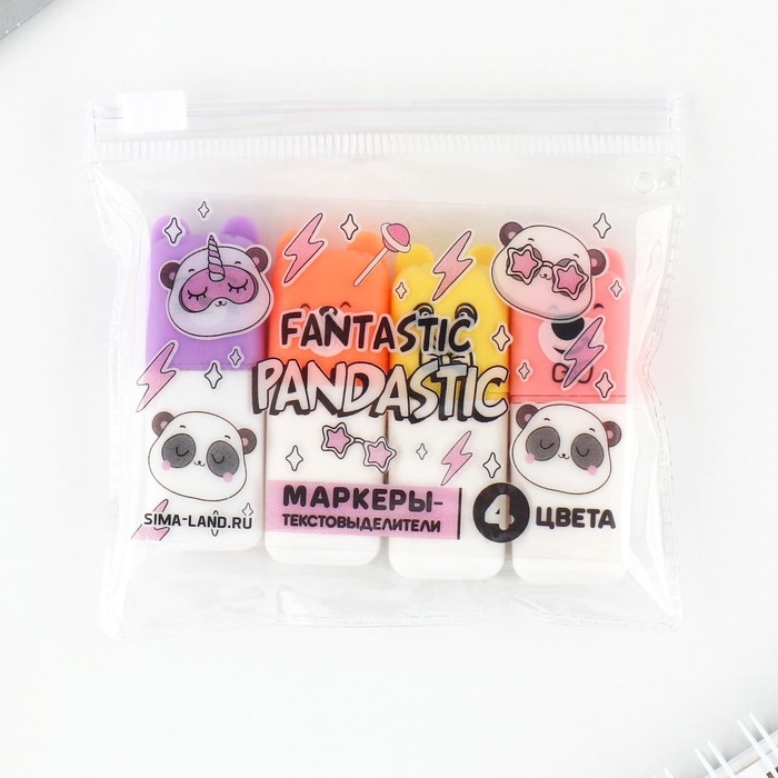 Набор текстовыделителей «Fantastic pandastic», МИКС 4 штуки. Набор текстовыделителей «Fantastic pandastic», МИКС 4 штуки.