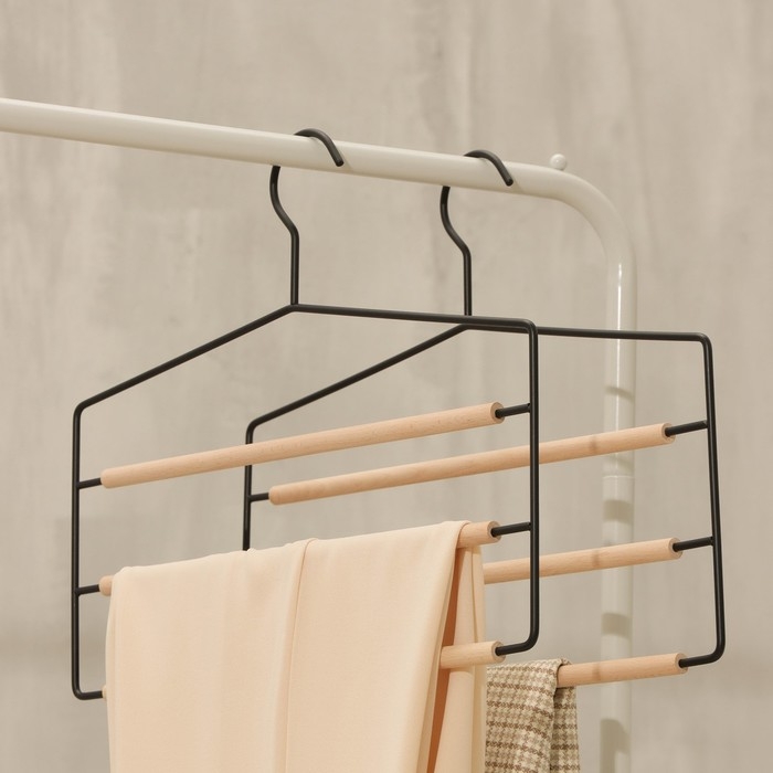 Плечики - вешалка для брюк и юбок LaDо́m Laconique, многоуровневая, 37×31,5×1,1 см, цвет чёрный Плечики - вешалка для брюк и юбок LaDо́m Laconique, многоуровневая, 37×31,5×1,1 см, цвет чёрный