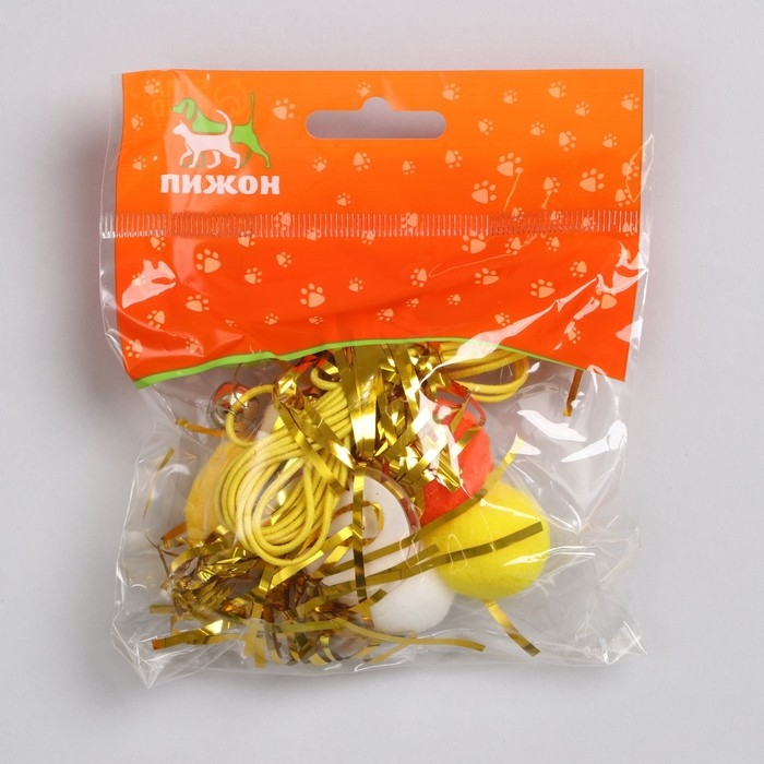 Дразнилка для кошек на креплении с бубенчиком  Дразнилка для кошек на креплении с бубенчиком "Гусеница", микс цветов