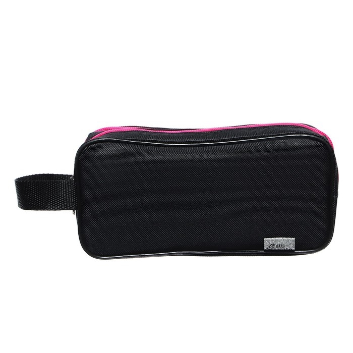 Пенал мягкий 2 отделения, 100 х 220 х 70 мм, объёмный, с ручкой,Calligrata Black, Пенал мягкий 2 отделения, 100 х 220 х 70 мм, объёмный, с ручкой,Calligrata Black, "Черный-фуксия"