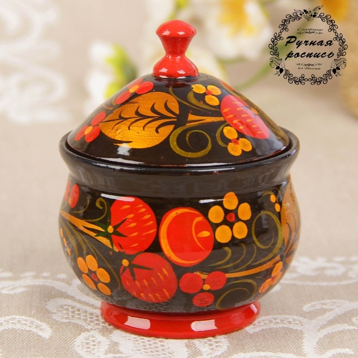 Солонка «Ягодка», большая, 7×10 см, хохлома Солонка «Ягодка», большая, 7×10 см, хохлома
