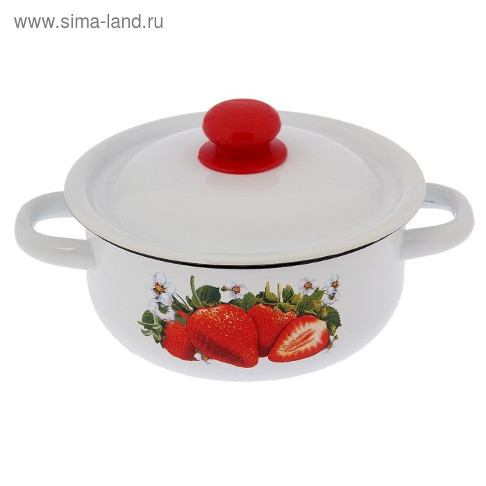 Кастрюля эмалированная 1,5 л, декор МИКС, цвет белый Кастрюля эмалированная 1,5 л, декор МИКС, цвет белый