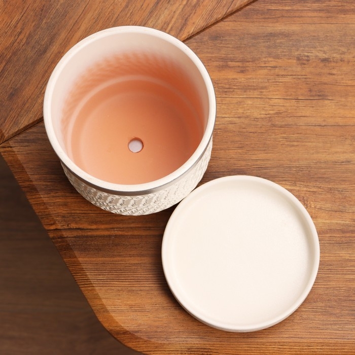 Горшок цветочный Горшок цветочный "Брюссель" белый серебро цилиндр №2, 1,5 л