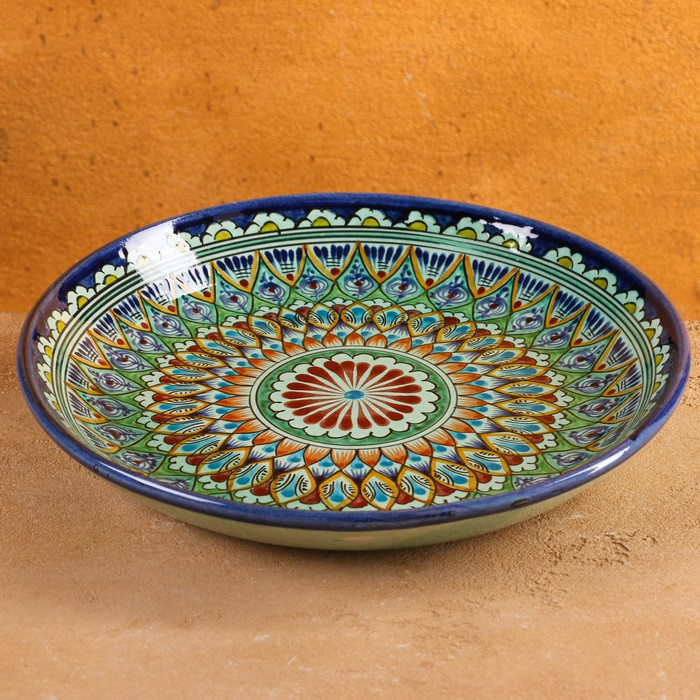 Ляган Риштанская Керамика "Узоры", 25 см, синий