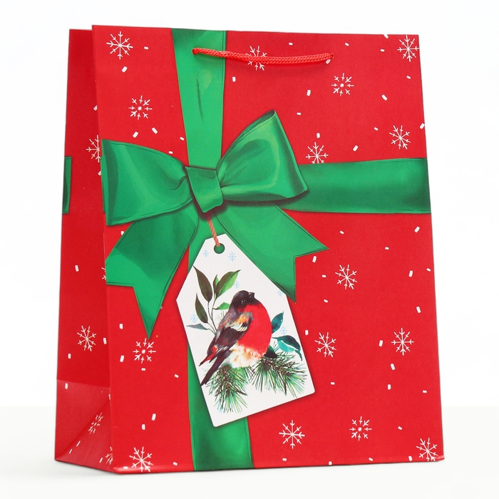 Новый год. Пакет подарочный Новый год. Пакет подарочный "Зеленый бант", 26 х 32 х 12 см.