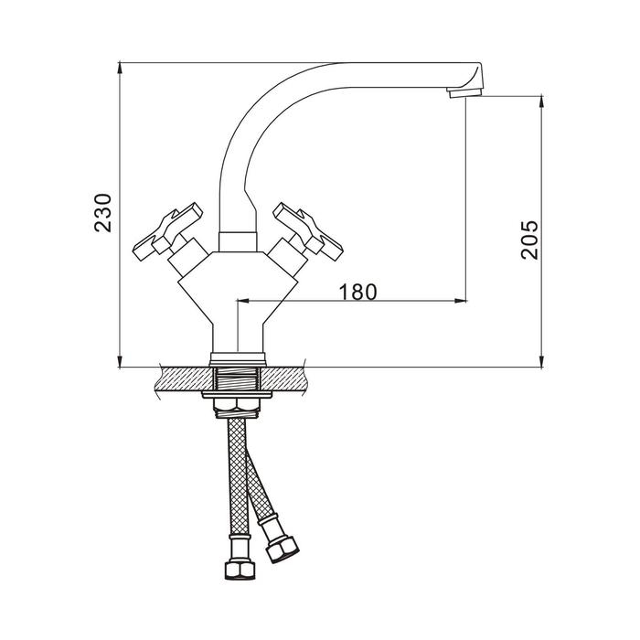 Смеситель для кухни Accoona A4475, двухрычажный, с гайкой, хром Смеситель для кухни Accoona A4475, двухрычажный, с гайкой, хром