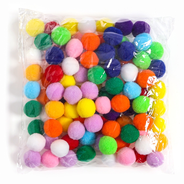 Набор текстильных деталей для декора «Бомбошки», 100 шт., размер 1 шт. — 2 см