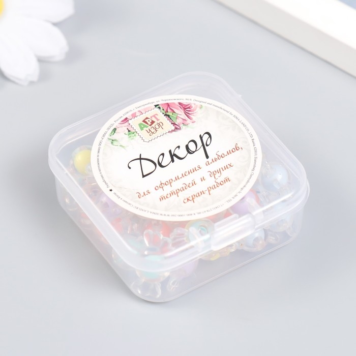 Бусины пластик "Конфетки - внутренний цвет ассорти" глянец 20 гр 1,2х2,1 см