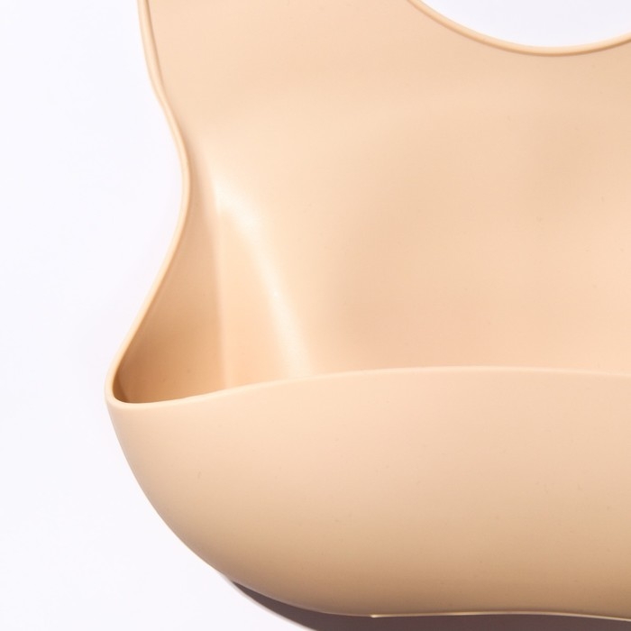 Нагрудник для кормления силиконовый с карманом, цвет бежевый Нагрудник для кормления силиконовый с карманом, цвет бежевый