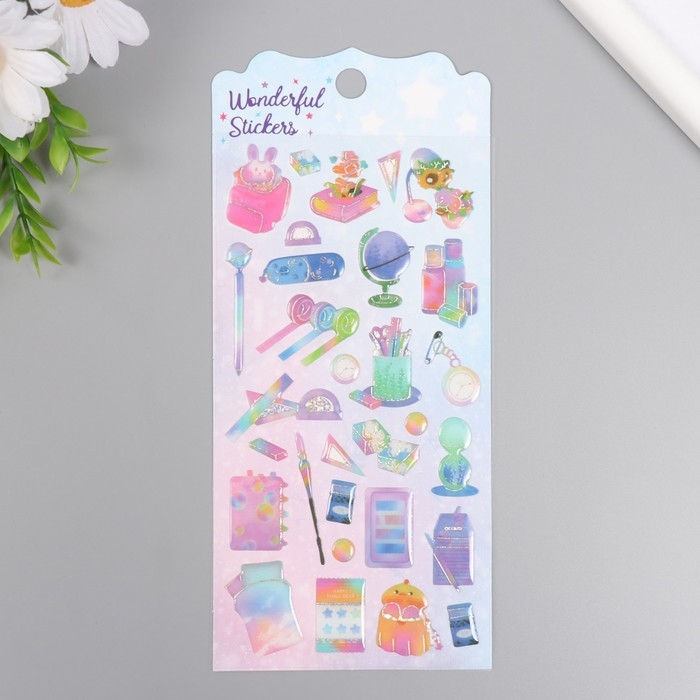 Наклейки для творчества пластик Наклейки для творчества пластик "Школьные принадлежности" 9,3х20,4 см