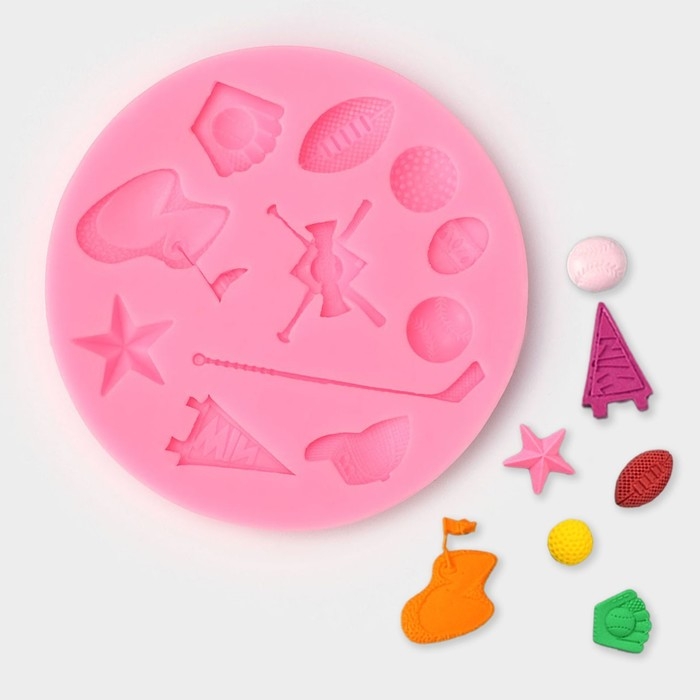 Молд «Гольф», силикон, 9,8×9,8×1 см, цвет МИКС Молд «Гольф», силикон, 9,8×9,8×1 см, цвет МИКС