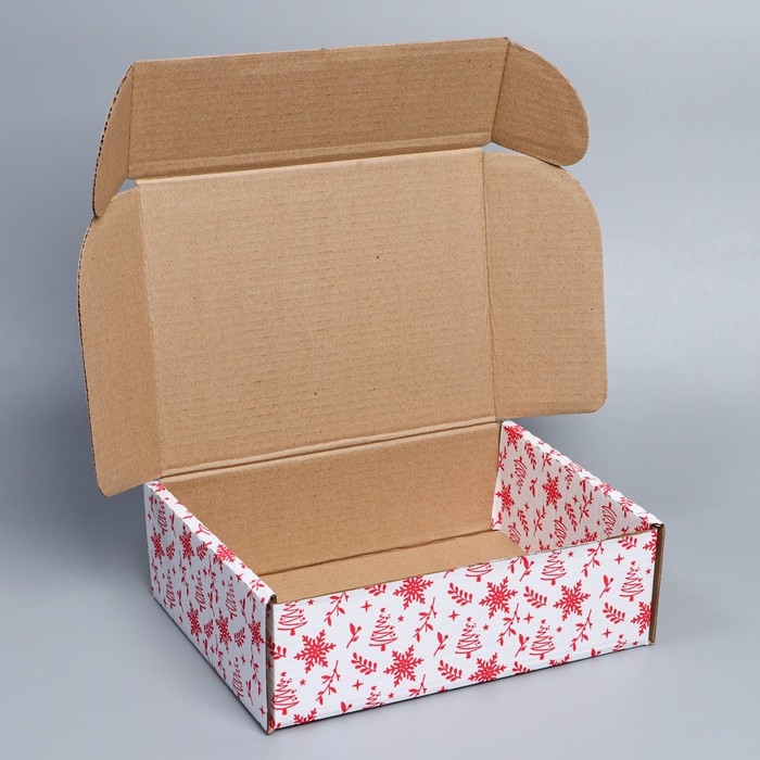 Коробка новогодняя складная «С новым годом», белый, 27 х 21 х 9 см, Новый год Коробка новогодняя складная «С новым годом», белый, 27 х 21 х 9 см, Новый год