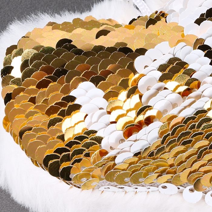 Мягкая игрушка «Сердечко» с пайетками, на брелоке, 10 см, цвет бело-золотой Мягкая игрушка «Сердечко» с пайетками, на брелоке, 10 см, цвет бело-золотой