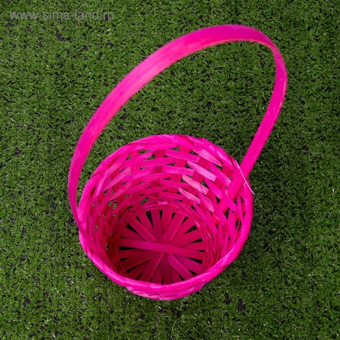 Корзина плетёная, бамбук, розовая Корзина плетёная, бамбук, розовая