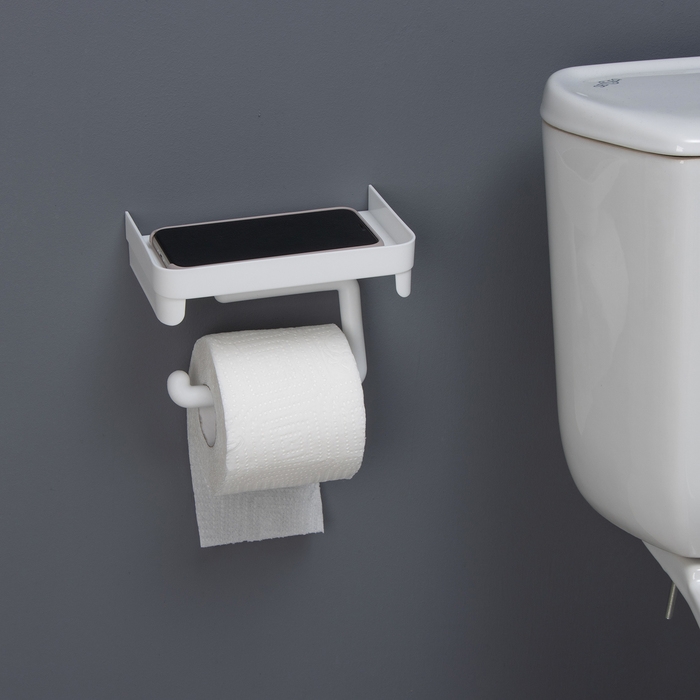 Держатель для туалетной бумаги с полочкой, цвет белый Держатель для туалетной бумаги с полочкой, цвет белый