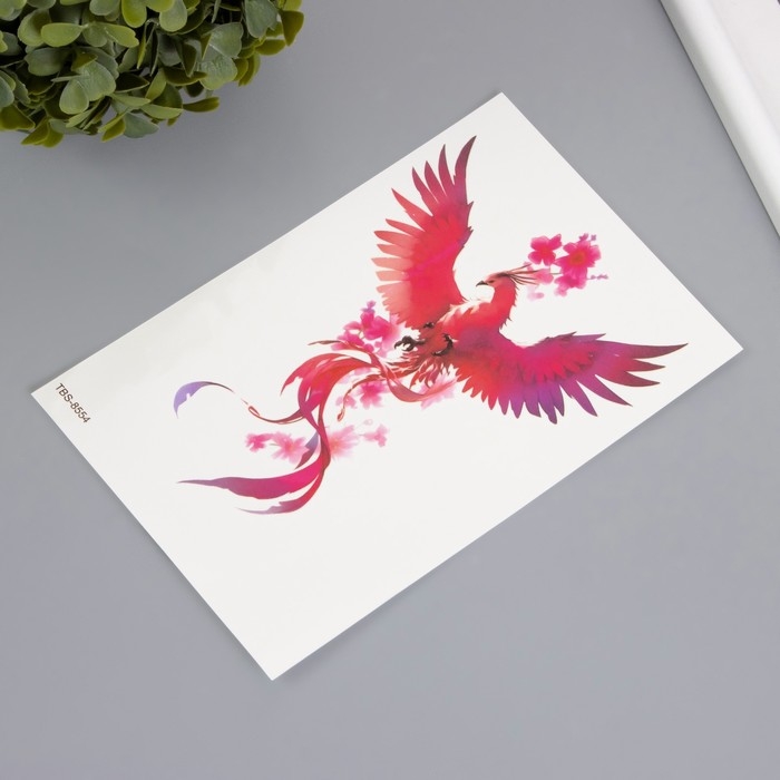 Татуировка на тело цветная Татуировка на тело цветная "Феникс. Сакура" 12х19 см