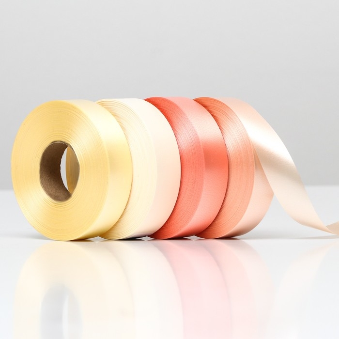 Лента для декора и подарков, кремовый МИКС, 2 см х 45 м Лента для декора и подарков, кремовый МИКС, 2 см х 45 м