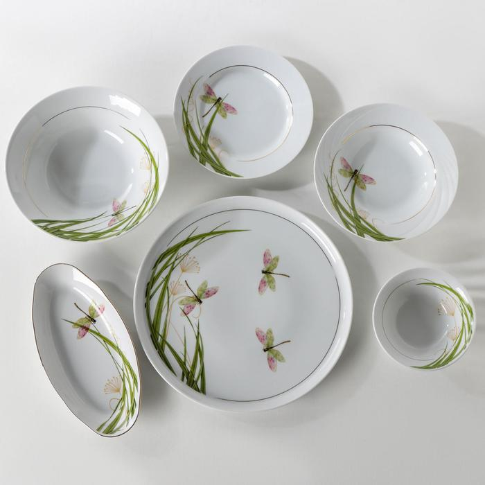 Сервиз столовый фарфоровый «Стрекоза», 37 предметов, 2 вида тарелок Сервиз столовый фарфоровый «Стрекоза», 37 предметов, 2 вида тарелок