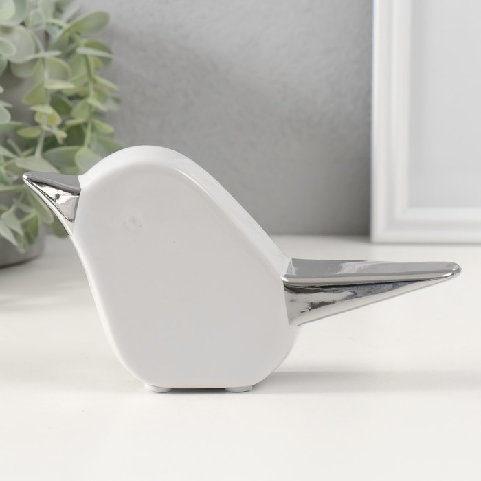 Сувенир керамика Сувенир керамика "Птица" белый с серебром 15,5х3,3х9 см