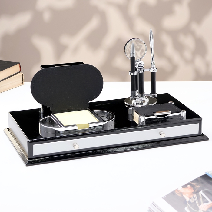 Набор настольный канцелярский 8в1 с визитницей, карандашницей, лупой и ножом для писем