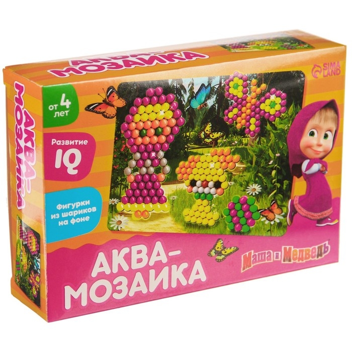 Аквамозаика с декорациями «Маша и Медведь: Прогулка в лесу», 3 фигурки, 300 шариков Аквамозаика с декорациями «Маша и Медведь: Прогулка в лесу», 3 фигурки, 300 шариков