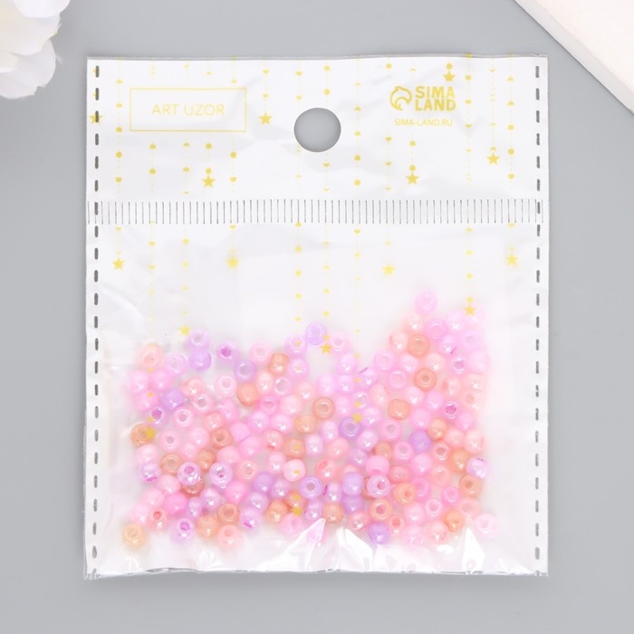 Бисер стекло 6/0 Бисер стекло 6/0 "Сиренево-розовый меланж" 10 гр