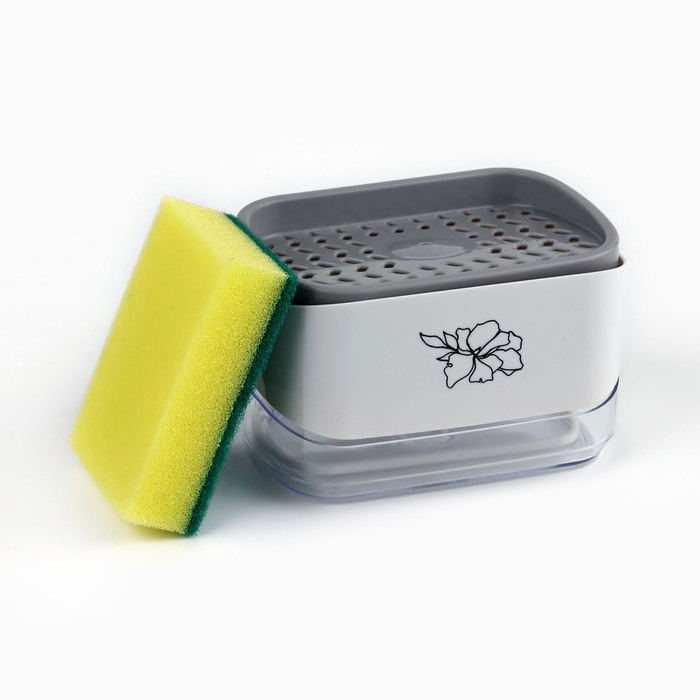 Дозатор для моющего средства кухонный «Цветок», с подставкой для губки, 14 х 10 см. Дозатор для моющего средства кухонный «Цветок», с подставкой для губки, 14 х 10 см.