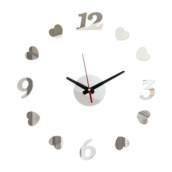 Часы настенные интерьерные, 3d  Часы настенные интерьерные, 3d "Сердечки", бесшумные, наклейка, большие, d-40 см