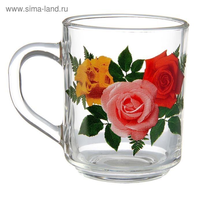 Кружка стеклянная для чая «Ассорти», 200 мл, рисунок МИКС Кружка стеклянная для чая «Ассорти», 200 мл, рисунок МИКС