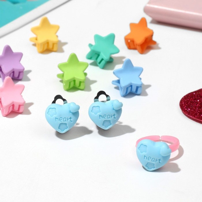 Комплект детский «Выбражулька» 12 предметов: 10 крабиков, клипсы, кольцо, форма и цвет МИКС Комплект детский «Выбражулька» 12 предметов: 10 крабиков, клипсы, кольцо, форма и цвет МИКС