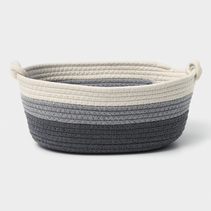 Корзина для хранения плетёная ручной работы LaDо́m «Вега», хлопок, 32×21×12 см, цвет серый Корзина для хранения плетёная ручной работы LaDо́m «Вега», хлопок, 32×21×12 см, цвет серый