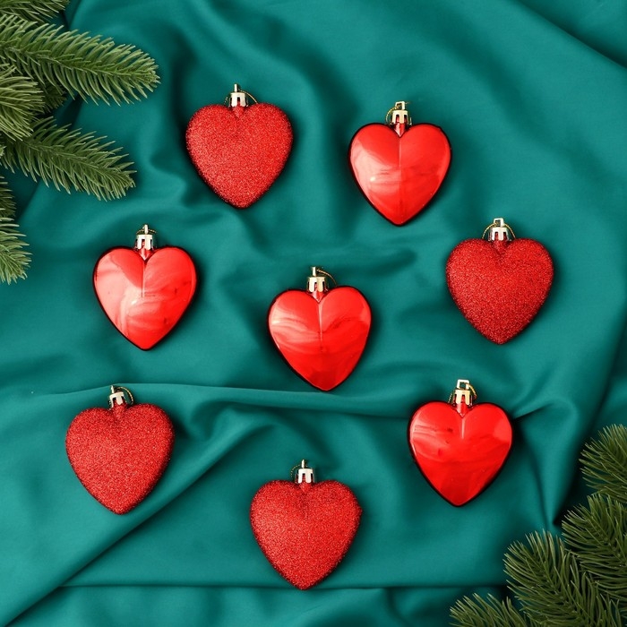 Украшение ёлочное Украшение ёлочное "Романтика" (набор 8 шт) 6 см, красный