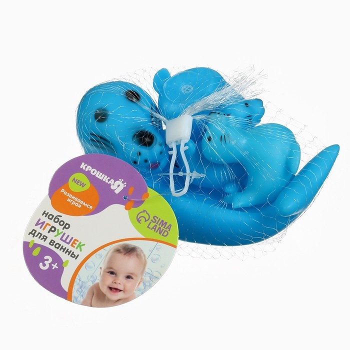 Набор резиновых игрушек для ванны «Мыльница: Тюлень», 13,5 см, с пищалкой, 4 шт., Крошка Я Набор резиновых игрушек для ванны «Мыльница: Тюлень», 13,5 см, с пищалкой, 4 шт., Крошка Я