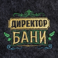 Набор банный серый в плёнке 3 предмета (шапка, варежка, тапочки) с вышивкой "Директор бани"