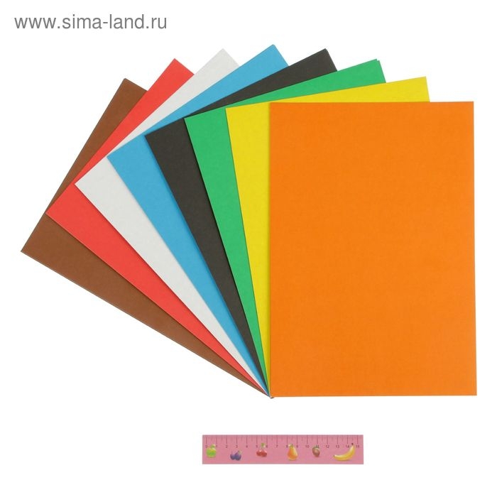 Картон цветной А4, 16 листов, 8 цветов  Картон цветной А4, 16 листов, 8 цветов "Каляка-Маляка", немелованный, односторонний
