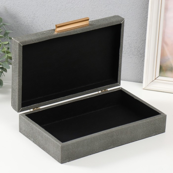 Шкатулка дерево кожзам Шкатулка дерево кожзам "Благородный серый" 25х15х6,5 см