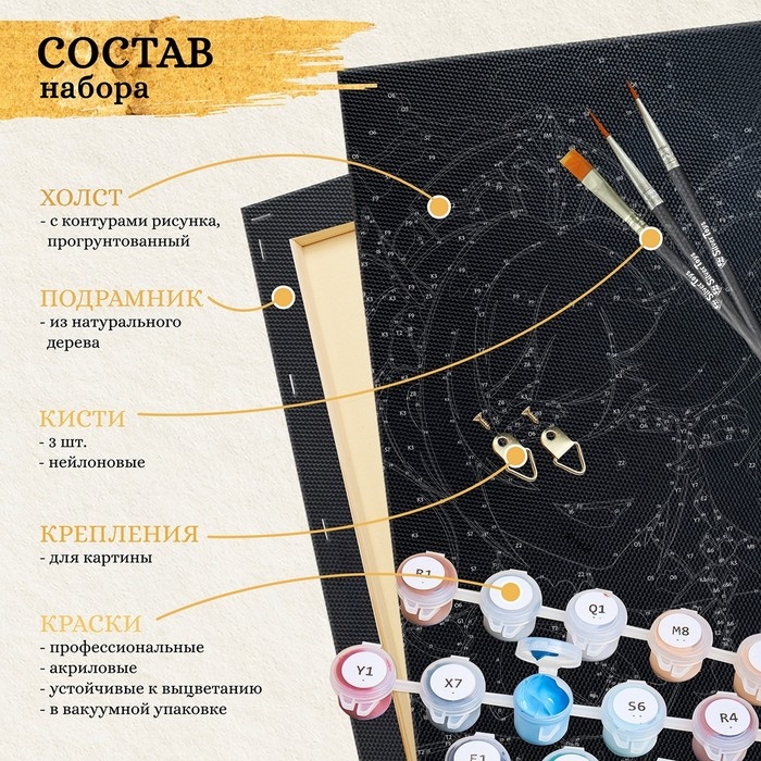 Картина по номерам 40x50 черный холст Картина по номерам 40x50 черный холст "Кошачий арт" (23 цвета) BHR0582