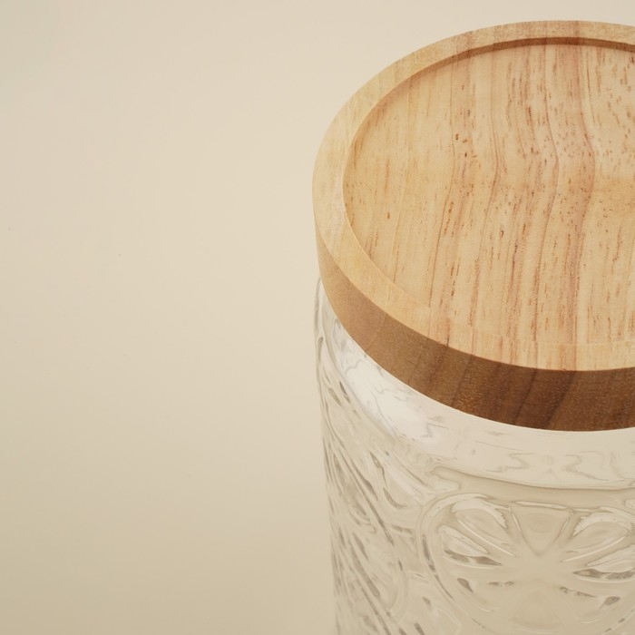 Банка стеклянная для хранения сыпучих продуктов SL Home «Валенсия», 2 л, 12×20,5 см, с деревянной крышкой Банка стеклянная для хранения сыпучих продуктов SL Home «Валенсия», 2 л, 12×20,5 см, с деревянной крышкой