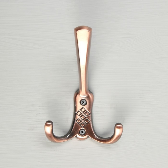 Крючок мебельный ТУНДРА TKT003, трехрожковый, медь Крючок мебельный ТУНДРА TKT003, трехрожковый, медь