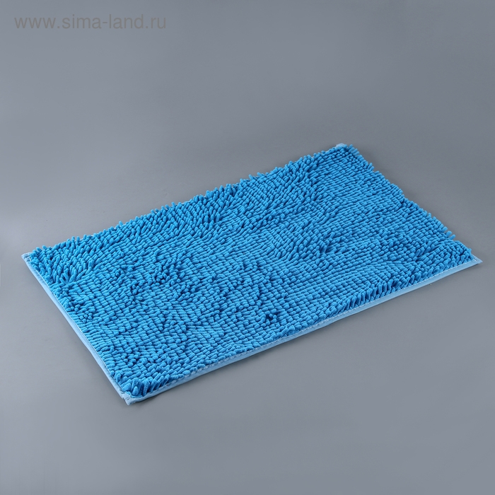 Коврик для ванной и туалета Доляна «Букли длинные», 49×76 см, цвет голубой