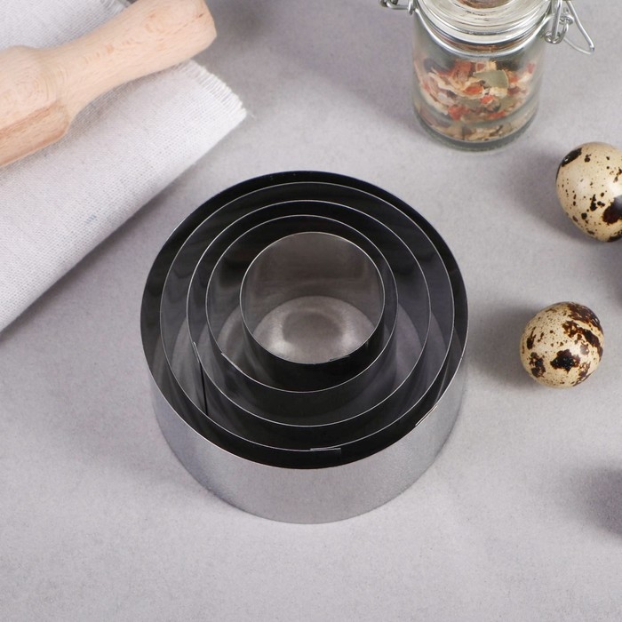 Набор форм для выпечки и выкладки «Круг», d-10, h-5 см, 5 шт Набор форм для выпечки и выкладки «Круг», d-10, h-5 см, 5 шт