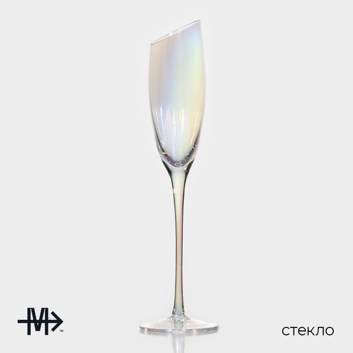 Набор бокалов для шампанского стеклянный Magistro «Иллюзия», 180 мл, 5,5×27,5 см, 2 шт, цвет перламутровый Набор бокалов для шампанского стеклянный Magistro «Иллюзия», 180 мл, 5,5×27,5 см, 2 шт, цвет перламутровый