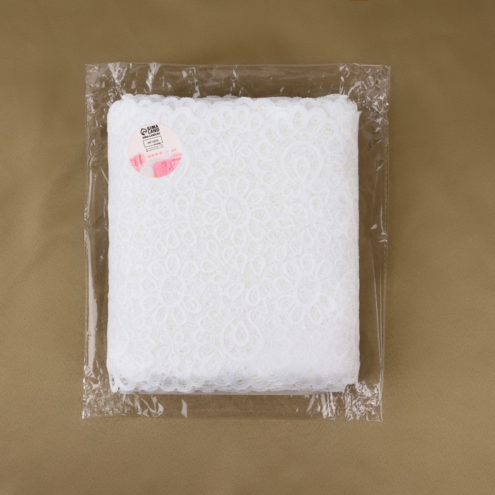 Кружевная эластичная ткань, 190 мм × 23 ± 1 м, цвет белый Кружевная эластичная ткань, 190 мм × 23 ± 1 м, цвет белый