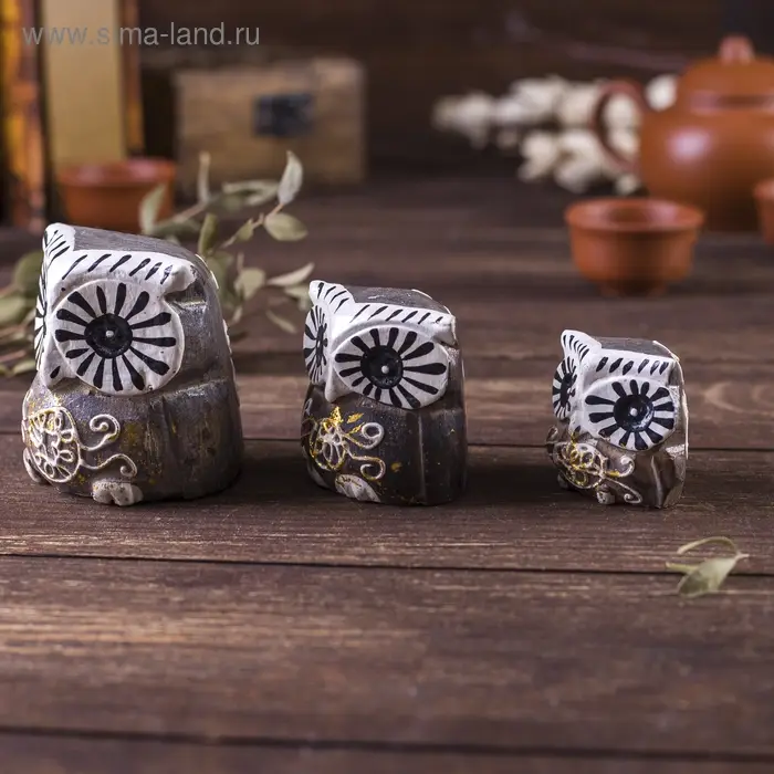 Сувенирный набор дерево Сувенирный набор дерево "Совы с узором" 6х14х7 см