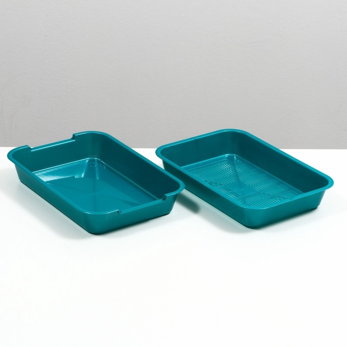 Туалет перламутровый средний с сеткой 36 х 26 х 6,5 см, бирюзовый Туалет перламутровый средний с сеткой 36 х 26 х 6,5 см, бирюзовый