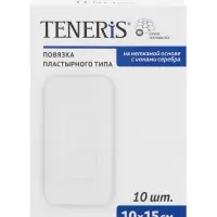 Лейкопластырь бактерицидный с серебром TENERIS, нетканая основа, 10&times;15 см, 10 шт.