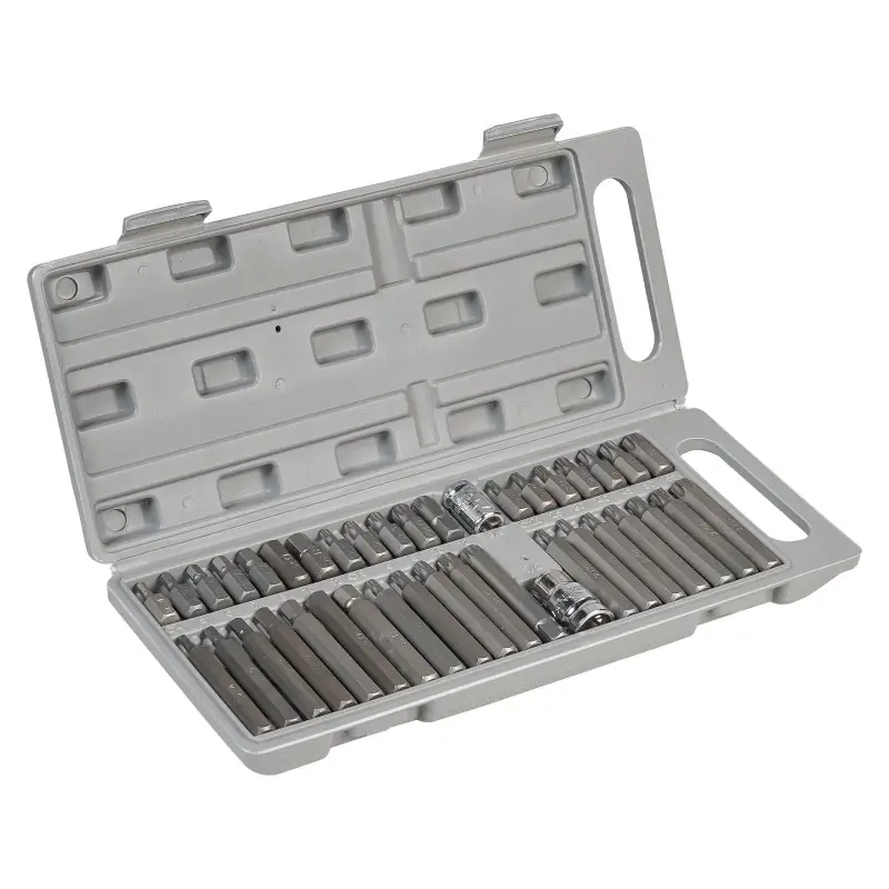 Набор бит вставок TORX, SPLINE, HEX 3/8" 30мм и 75мм с держателями бит 1/2"DR и 3/8"DR 40 пр. в кейсе