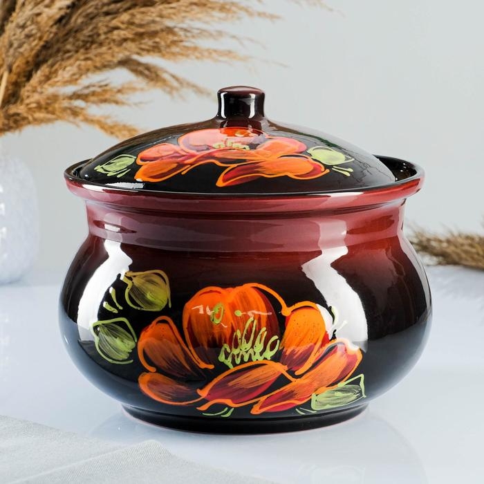 Супница  Супница "Псковская" 3,6л / 20х23см, мак на черном