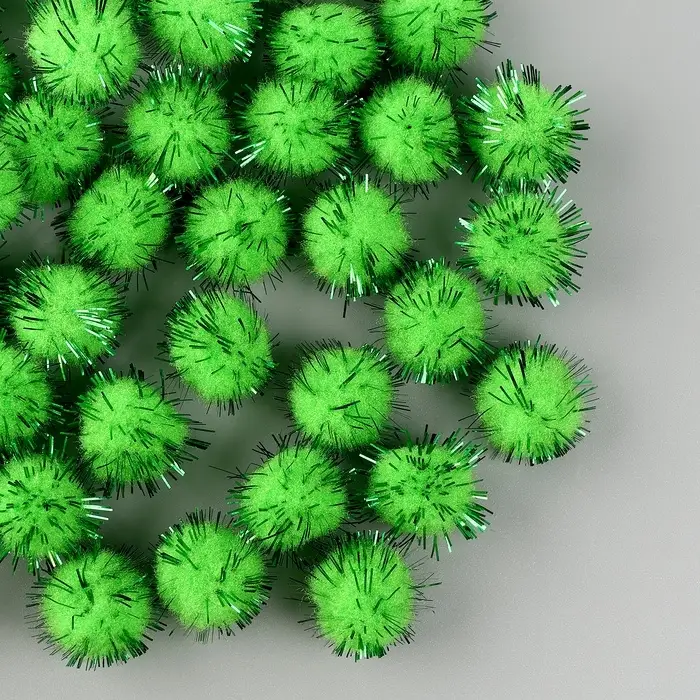 Детали для декора «Бомбошки с блеском», набор 50 шт., размер 1 шт. — 1,5 см, цвет зелёно-золотой